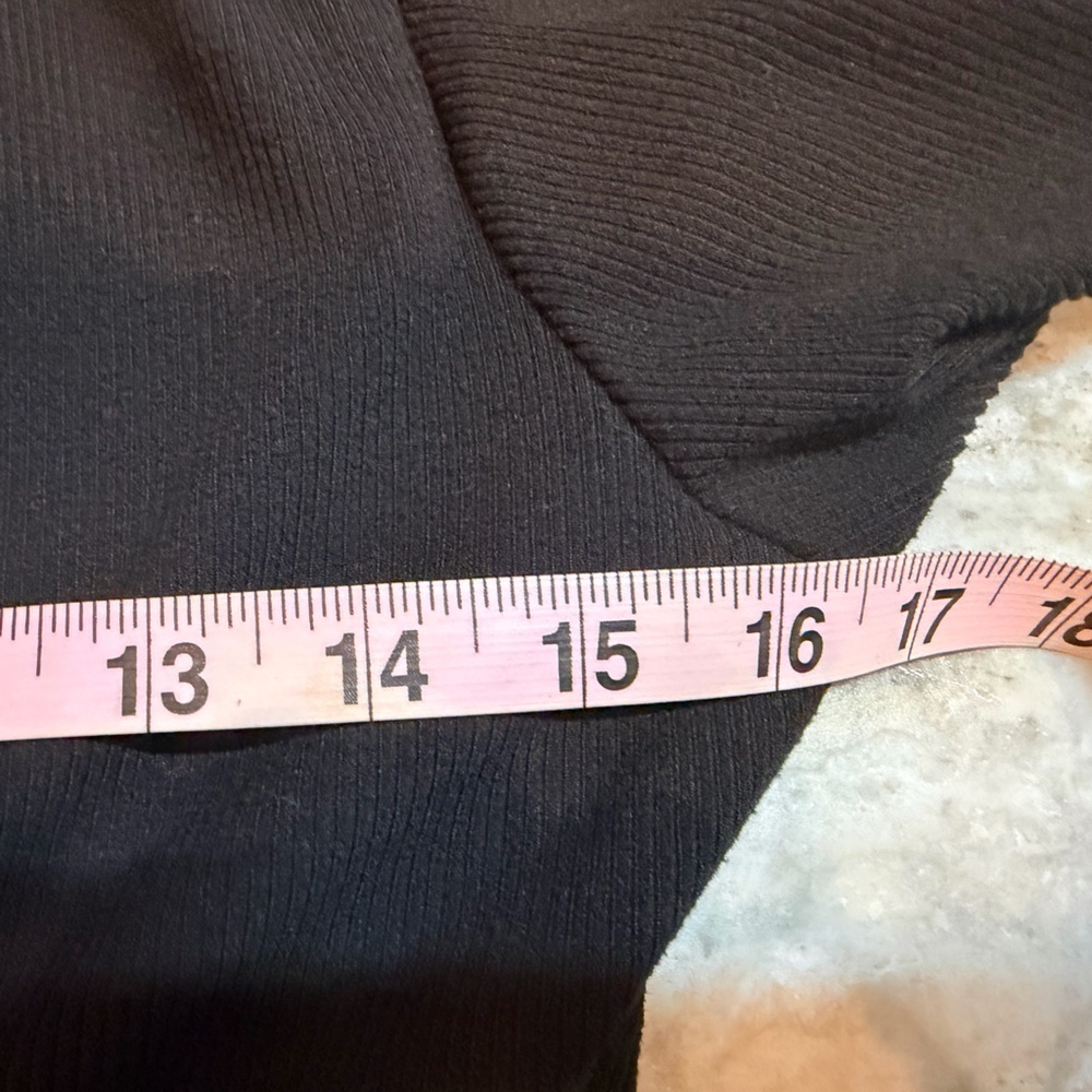 Starlet NWT Black Wrap Dress Medium Ribbed Puff Sleeve Tie Waist Mini Dress - Picture 8 of 10